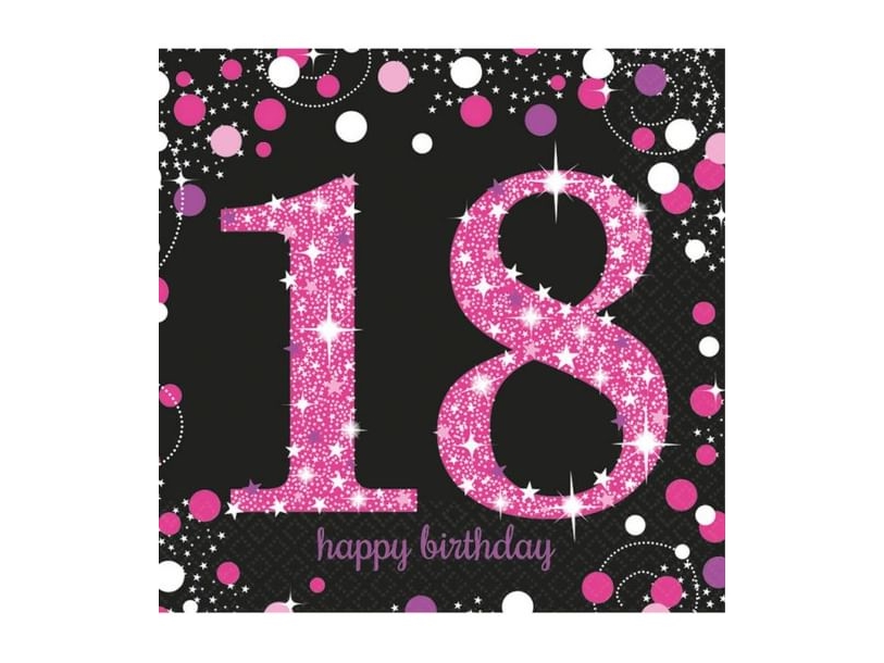 Servietter 18 År Pink Sparkling