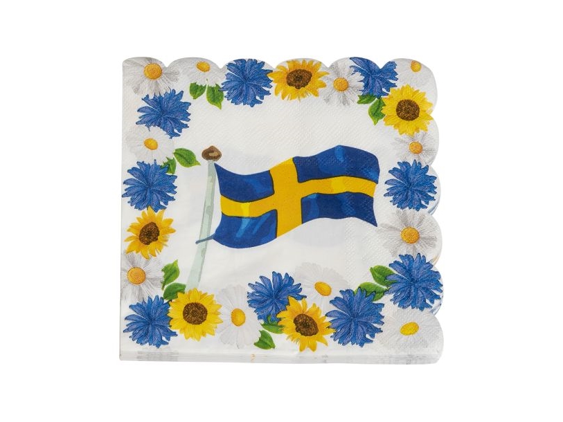 Svensk Flag Servietter, 25X25cm