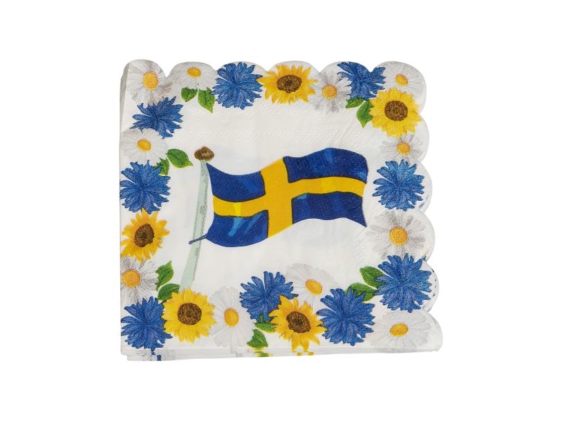 Svensk Flag Servietter, 33X33cm