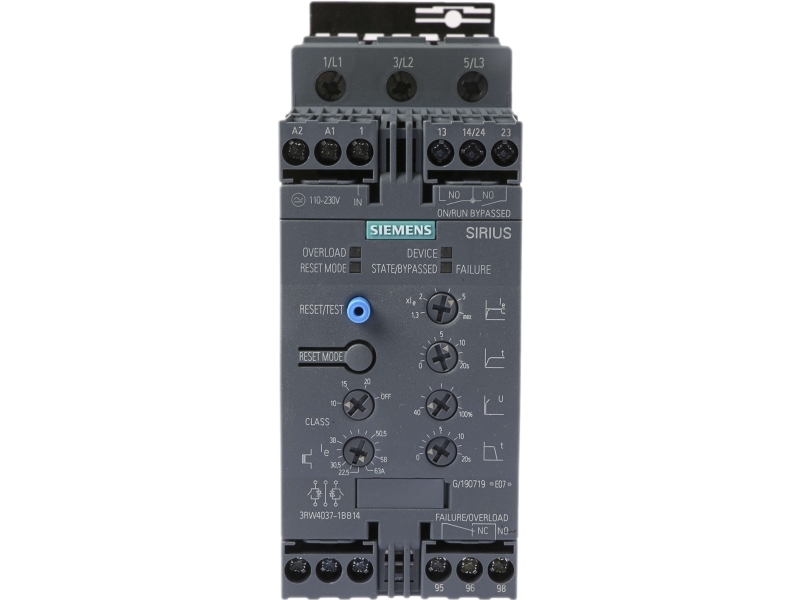 Alternativ bild 0 för Siemens 3RW4037-1BB14 3RW40371BB14 Mjukstartsenhet Motorvärde vid 400 V 30 kW 480 V Nominell ström 63 A