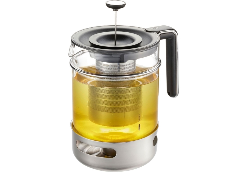 Tekande med si 1,5 l - GEFU T-PREP, sort/rustfrit stål/transparent