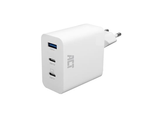 ACT USB-C/USB-A-lader 65 W 3-port med Power Delivery PPS QuickCharge (AC2170)