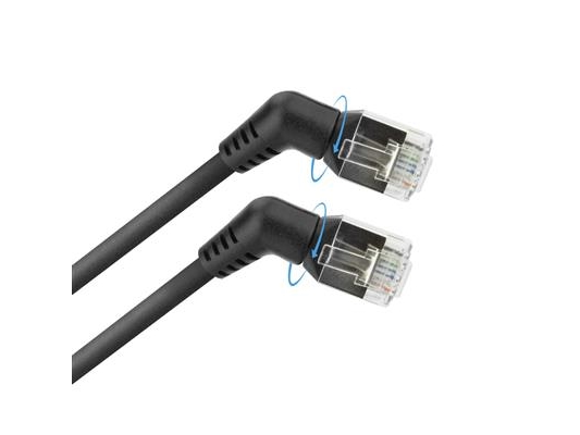 Act Black 0.5 Meters U/Ftp Cat6a Slimline Patch Cable With Angled 360? Rotatable Rj45 Connectors (Dd1900)
