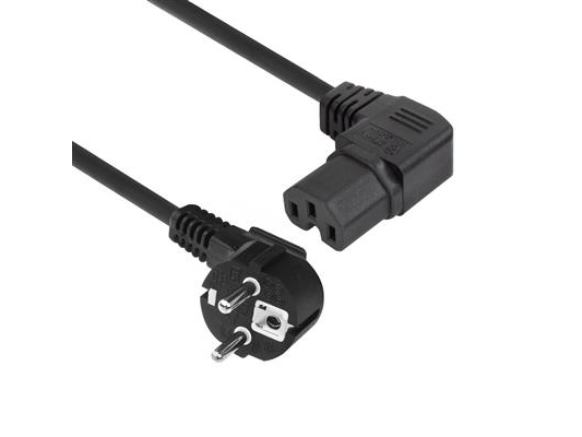 Act Strømkabel Schuko Cee 7/7 Han (Vinklet) – C15 (Vinklet Højre) Iec 60320 Sort 1 M (Ak5349)