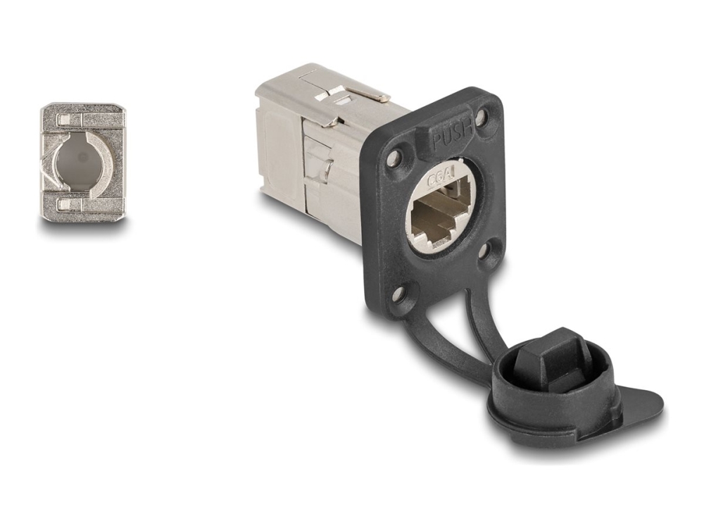 Delock - Modular Indlæg - D-Type, With Protective Cap, Ip66 Dust And Waterproof - Cat 6A - Stp - Rj-45, Lsa - Sølv