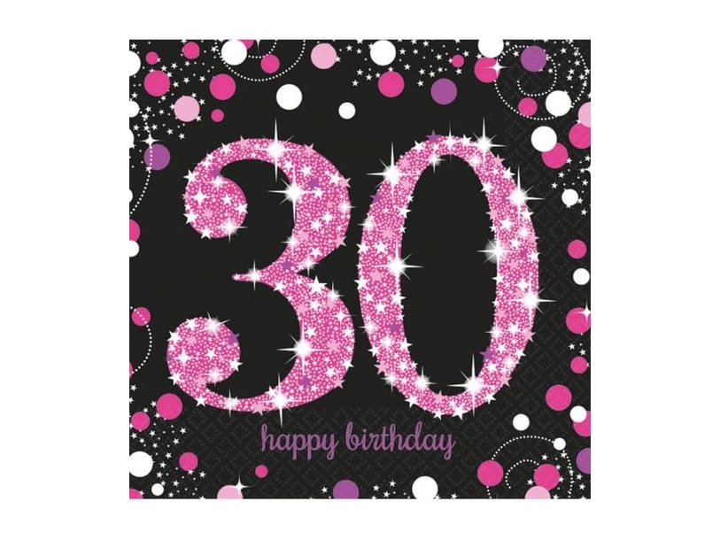 Servietter 30 År Pink Sparkling