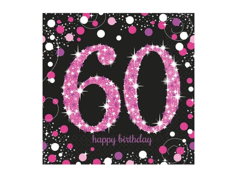 Servietter 60 År Pink Sparkling