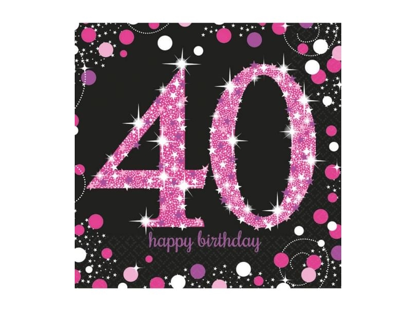 Servietter 40 År Pink Sparkling