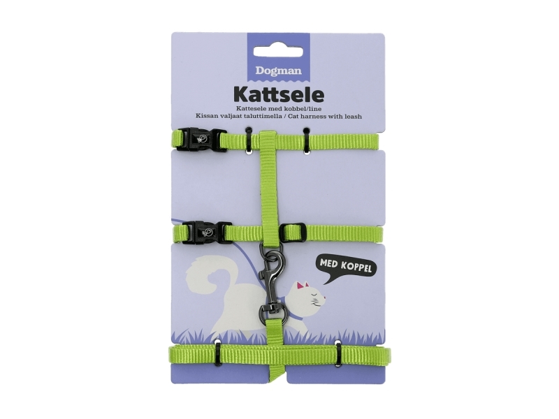 Dogman Kattsele-set Findus Grön | Sällskapsdjur - Katt - Halsband, selar & koppel Katt | GameStuff