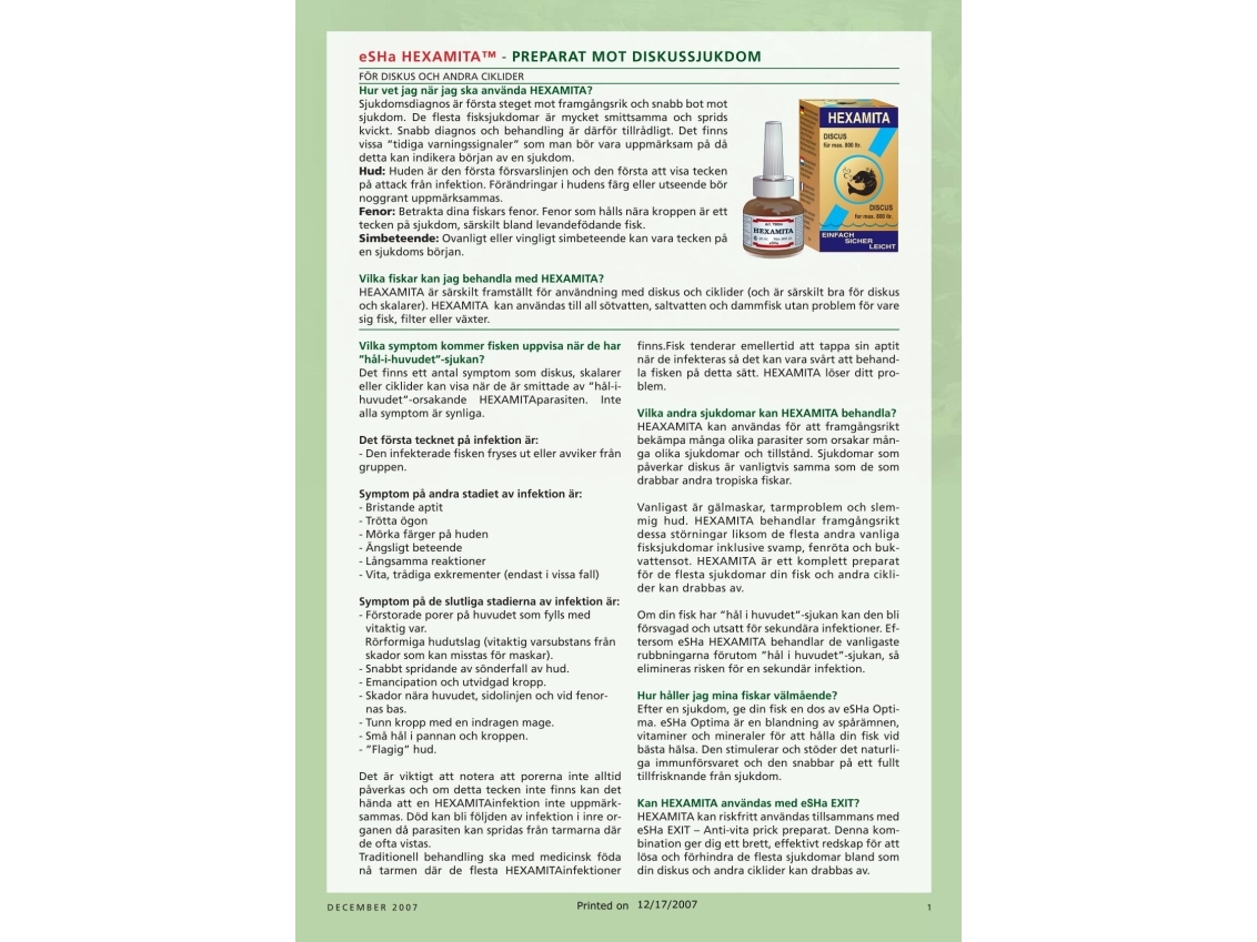 Seahorse Medicin Hexamita 20ml