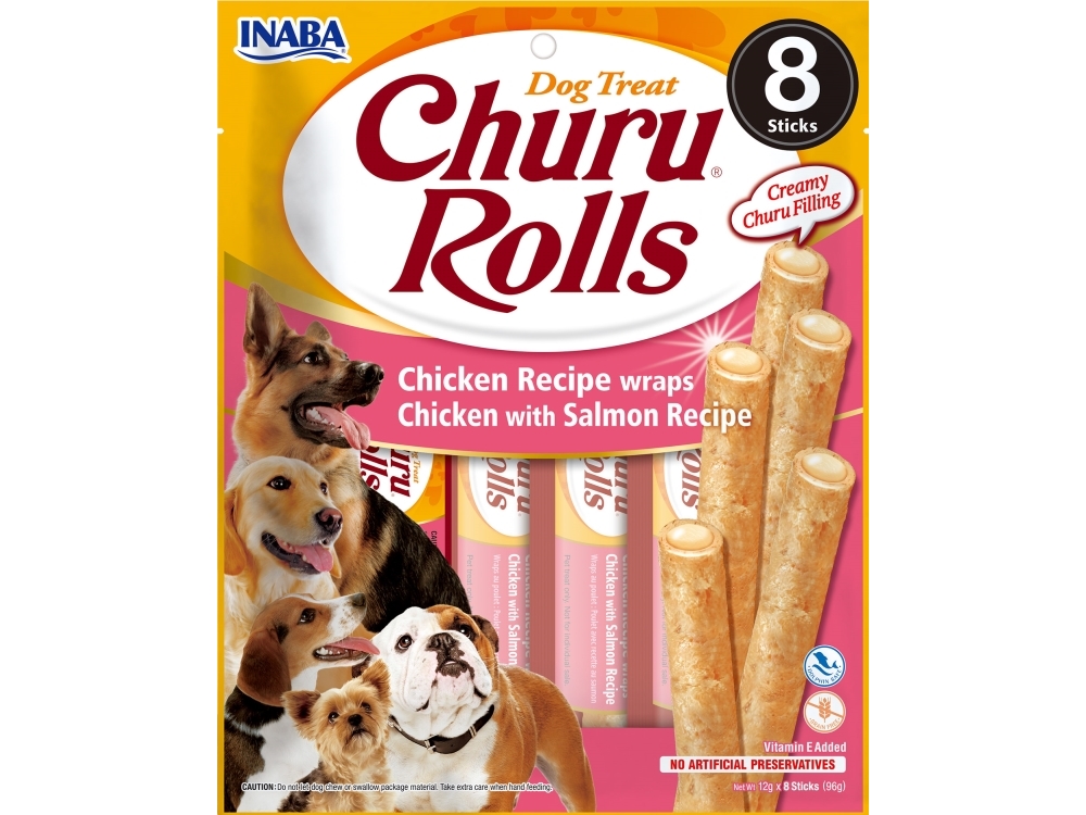 Churu Dog Rolls Chicken Wraps With Salmon 8X12g