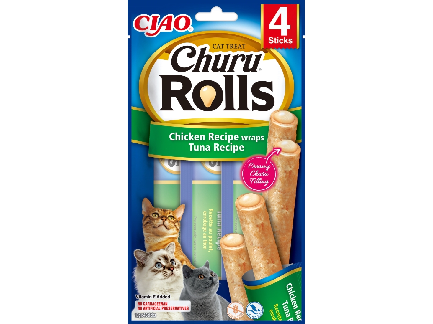 Churu Cat Rolls Chicken Wraps Tuna 4x10g | Sällskapsdjur - Katt - Kattgodis | GameStuff