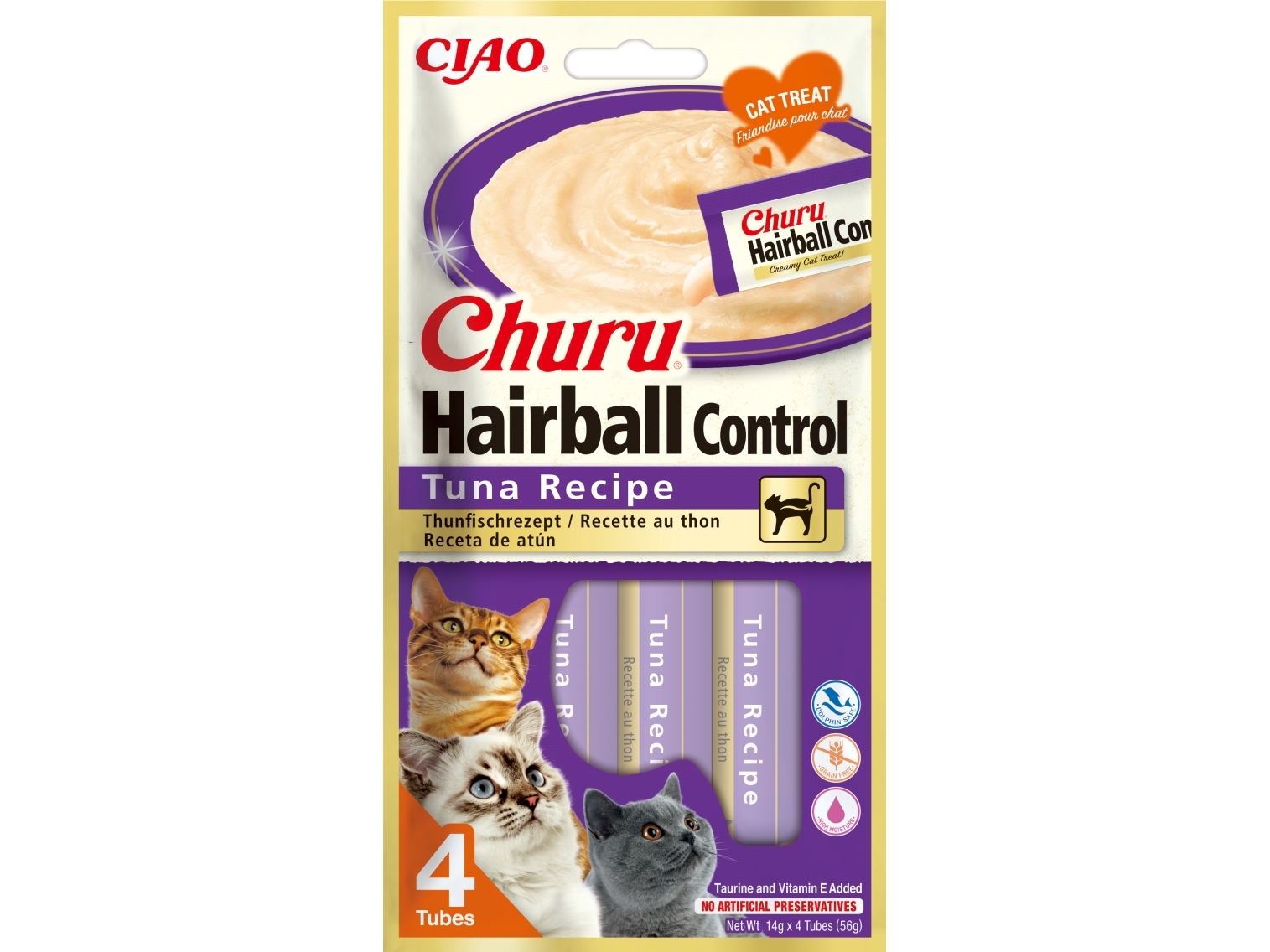 INABA Churu Hairball Tun-godbid til katte - 4x14 g