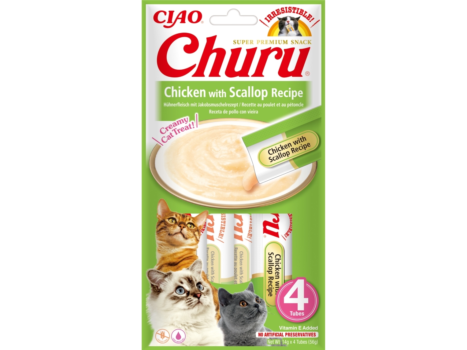 Churu Cat Creamy Chicken With Scallop 4x14g