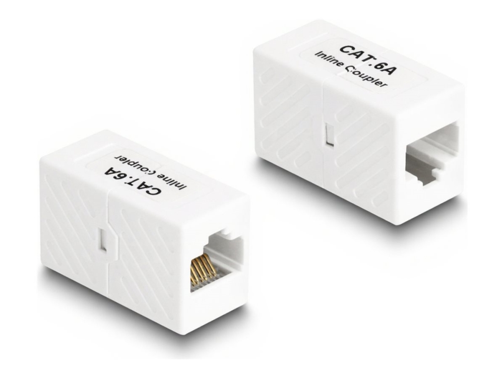 Delock Adapter Rj45 Buchse Zu Rj45 Buchse Cat.6A Utp Weiß, Flach, Weiß, Rj-45, Rj-45, Buchse, Buchse