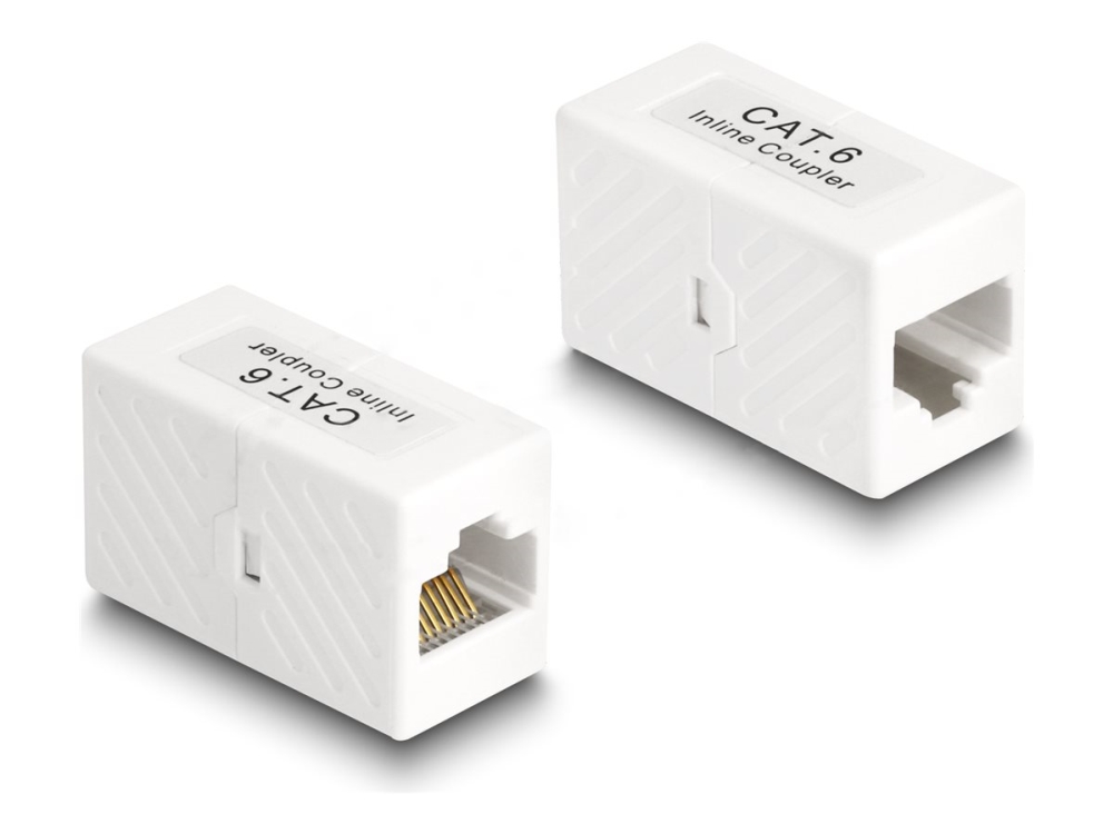 Delock Adapter Rj45 Buchse Zu Rj45 Buchse Cat.6 Utp Weiß, Flach, Weiß, Rj-45, Rj-45, Buchse, Buchse