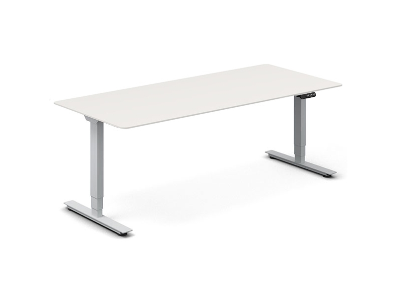 Höjdjusterbart bord, Vit 2000x800 mm 2-ben/Aluminiumgrå | Möbler - Stolar & Stolmattor - Mottagning Stolar | GameStuff