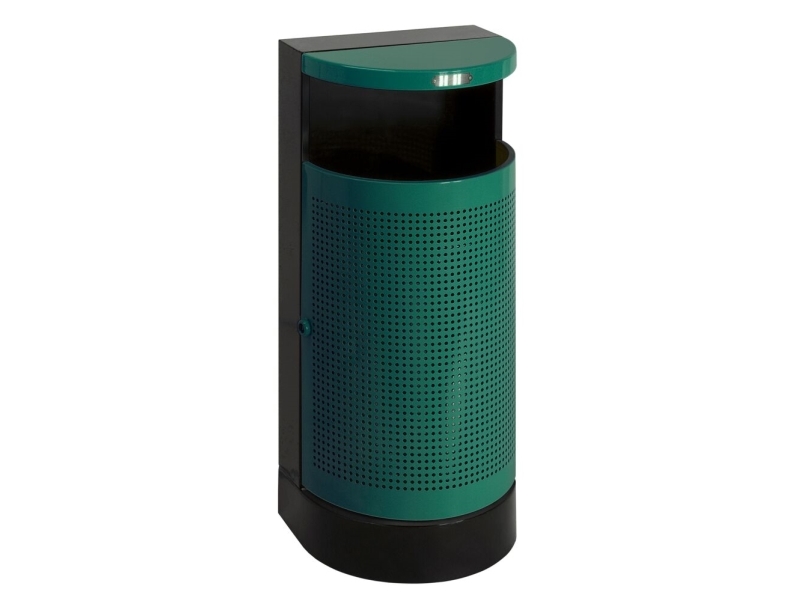 Papperskorg, V-Part, grön, stål, 60 l, med innerbehållare av metall, för utomhusbruk, brandskyddad | Köksutrustning - Hushålls tillbehör - Sopsortering | GameStuff