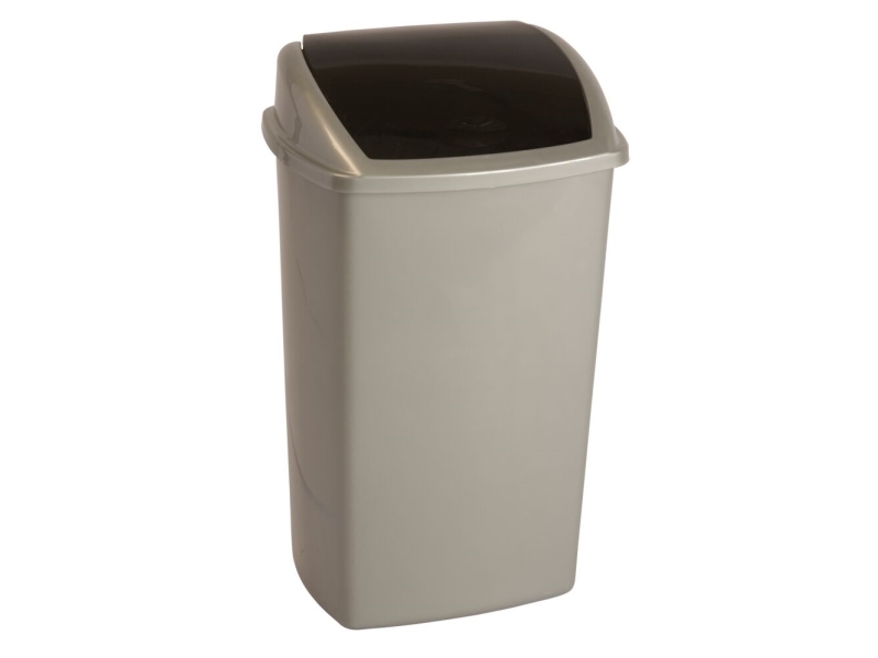 Jäteastia, V-Part, harmaa, muovia, 50 l, mustalla kääntyvällä kannella varustettuna