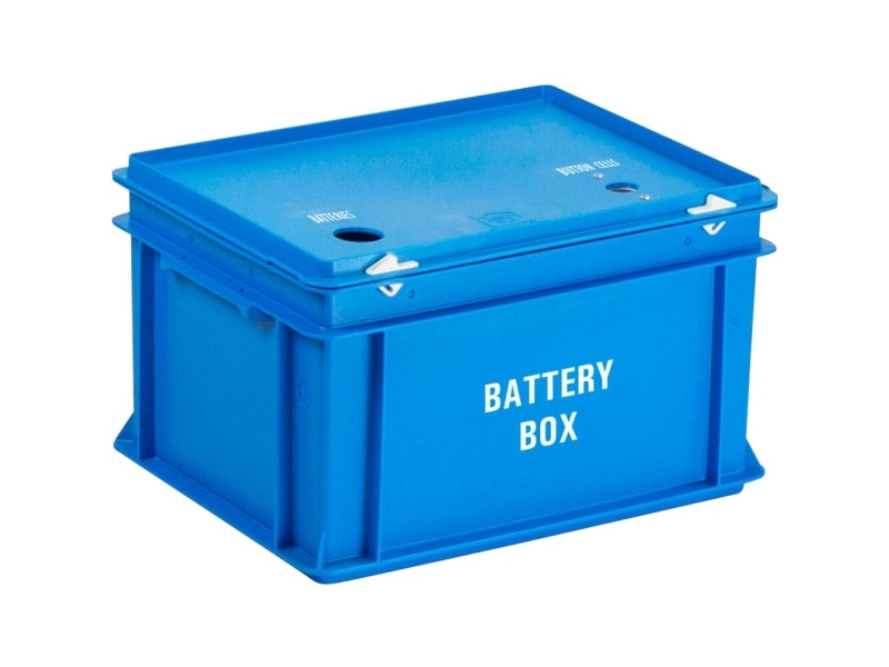 Batteriboks, V-Part, Blå, Plast, 2-Rums, 20 L, Risikoaffald, 2 Rum