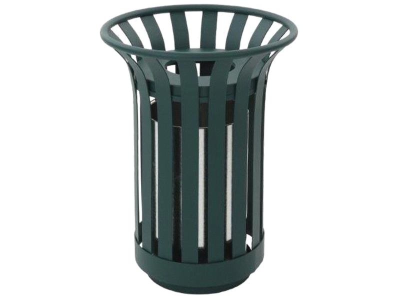 Udendørs Affaldsspand, V-Part, Grøn, Stål, 40 L, Rund, Medium. Inderspand I Metal, Ilddæmpende, T...