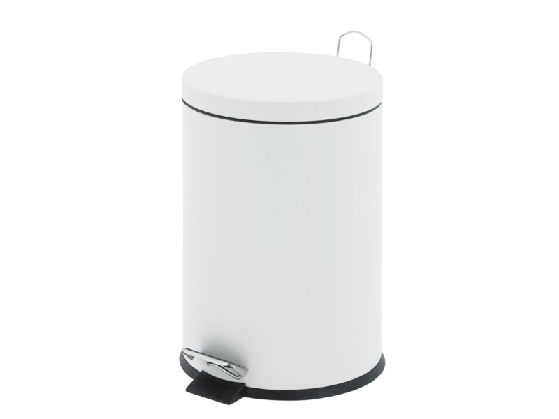 Treteimer, V-Teil, Weiß, Stahl, 3 Liter