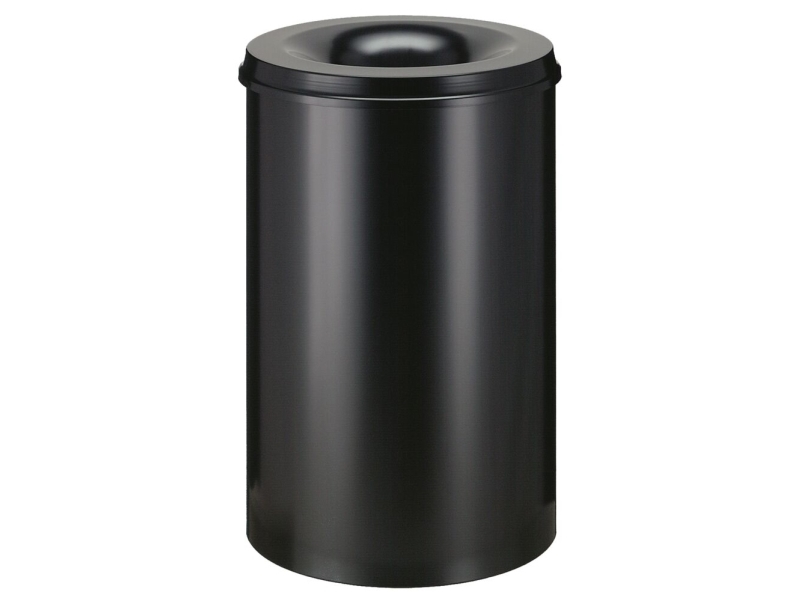 Brandsäker avfallsbehållare, V-Part, svart, pulverlackerat stål, 110 l, brandsäker | Köksutrustning - Hushålls tillbehör - Sopsortering | GameStuff