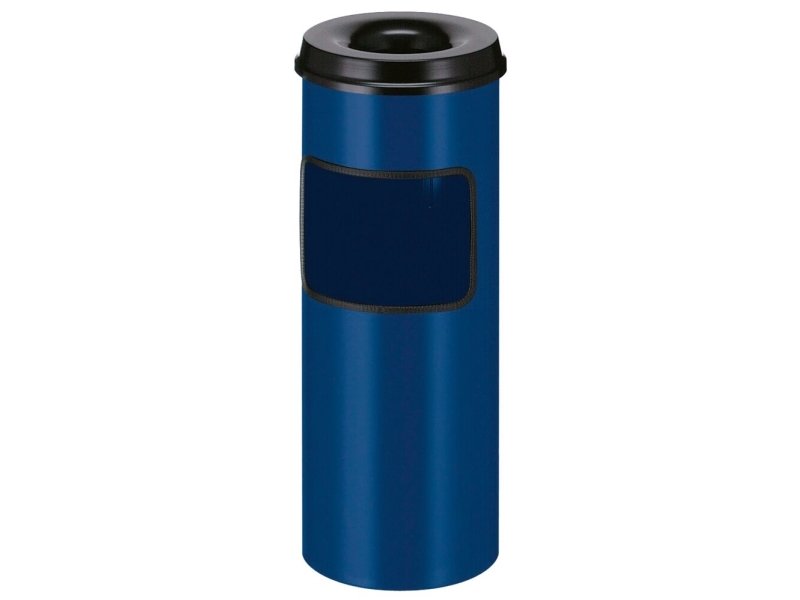 Abfallbehälter Mit Aschenbecher, V-Teil, Blau, Stahl Pulverbeschichtet, 30 L