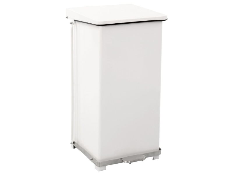 Tret-Abfallsammler, V-Teil, Weiß, Stahl Pulverbeschichtet/Edelstahl, 90 Liter, Mit Sackhalterung Und Soft-Close-L...