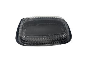 Sushi-Box 550 Ml 258X189x57 Mm Pp Schwarz M. Hohem Deckel Groß, 8Er Pack X 50 Stk./Karton