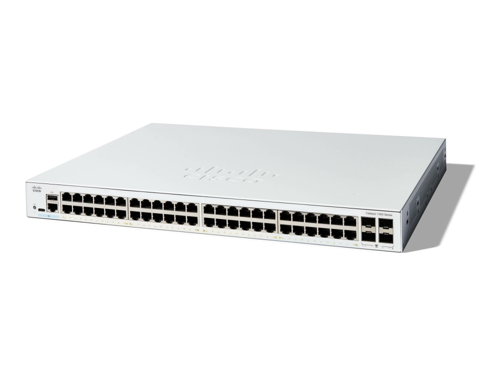 Cisco Catalyst 1300-48T-4G - Switch - L3 - Administreret - 48 X 10/100/1000Base-T + 4 X 1 Gigabit Sfp - Monterbar På Stativ