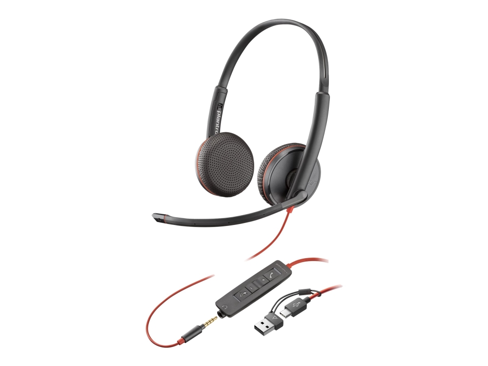 Hp Poly Blackwire 3225 - Blackwire 3200 Series - Headset - På Øret - Kablet - 3,5 Mm Jackstik, Usb-C - Sort - Certified For Skype For Business, Cisco