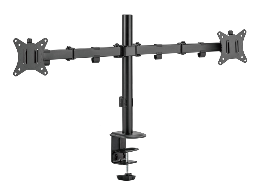 Deltaco - Monteringssæt (Monteringsenhed) - Justerbare Arme - For 2 Lcd Displays - Roter, Vip, Drej, Op Til 9 Kg - Sort - Skærmstørrelse: 13"-32" - S