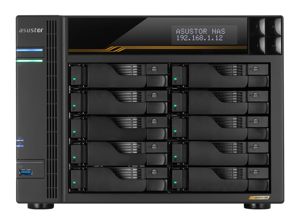 ASUSTOR Lockerstor 10 Gen3 AS6810T - NAS-server - 10 fack - SATA 6Gb/s / PCIe 4.0 (NVMe) - RAID 0, 1, 5, 6, 10, JBOD - RAM 16 GB - Gigabit Ethernet / 2.5 Gigabit Ethernet / 5 Gigabit Ethernet / 10 Gigabit Ethernet - iSCSI support | Datorkomponenter - Hårddisk & Lagring - NAS | GameStuff