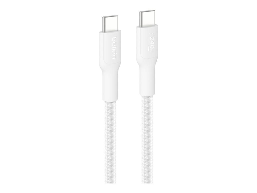 Belkin Boostcharge Eco - Usb-Kabel - Usb-C (Han) Til Usb-C (Han) - Usb 2.0 - Dc 48 V - 5 A - 3 M - Usb Power Delivery (240 W), Braided - Hvid
