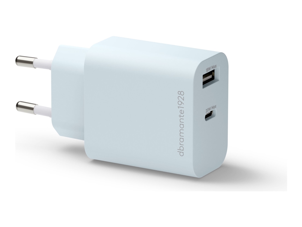 Dbramante1928 Re-Charge - Strømforsyningsadapter - 20 Watt - 2 Output-Stikforbindelser (Usb-C, Usb) - Blå - Europa