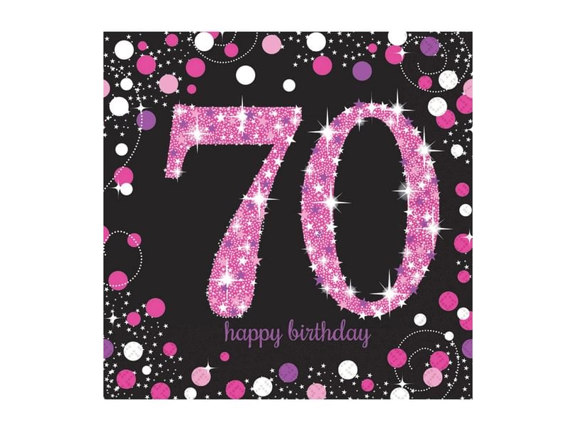 Servietter 70 År Pink Sparkling
