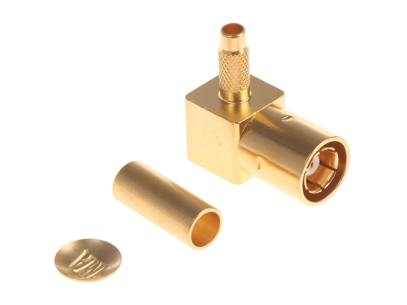 Te Connectivity Plug Cable Mount Smb Connector, 50?, Crimp Termination, Right Angle Body