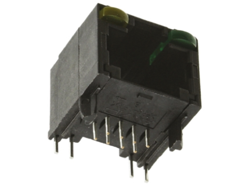 Te Connectivity 5406533 Series Female Rj45 Connector, Through Hole, Cat5 Right Angle 1 Port 8P8c -Way