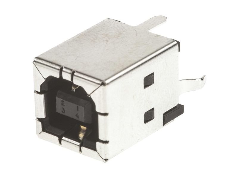 Te Connectivity Straight, Through Hole, Socket- Single Port Type B Usb Connector