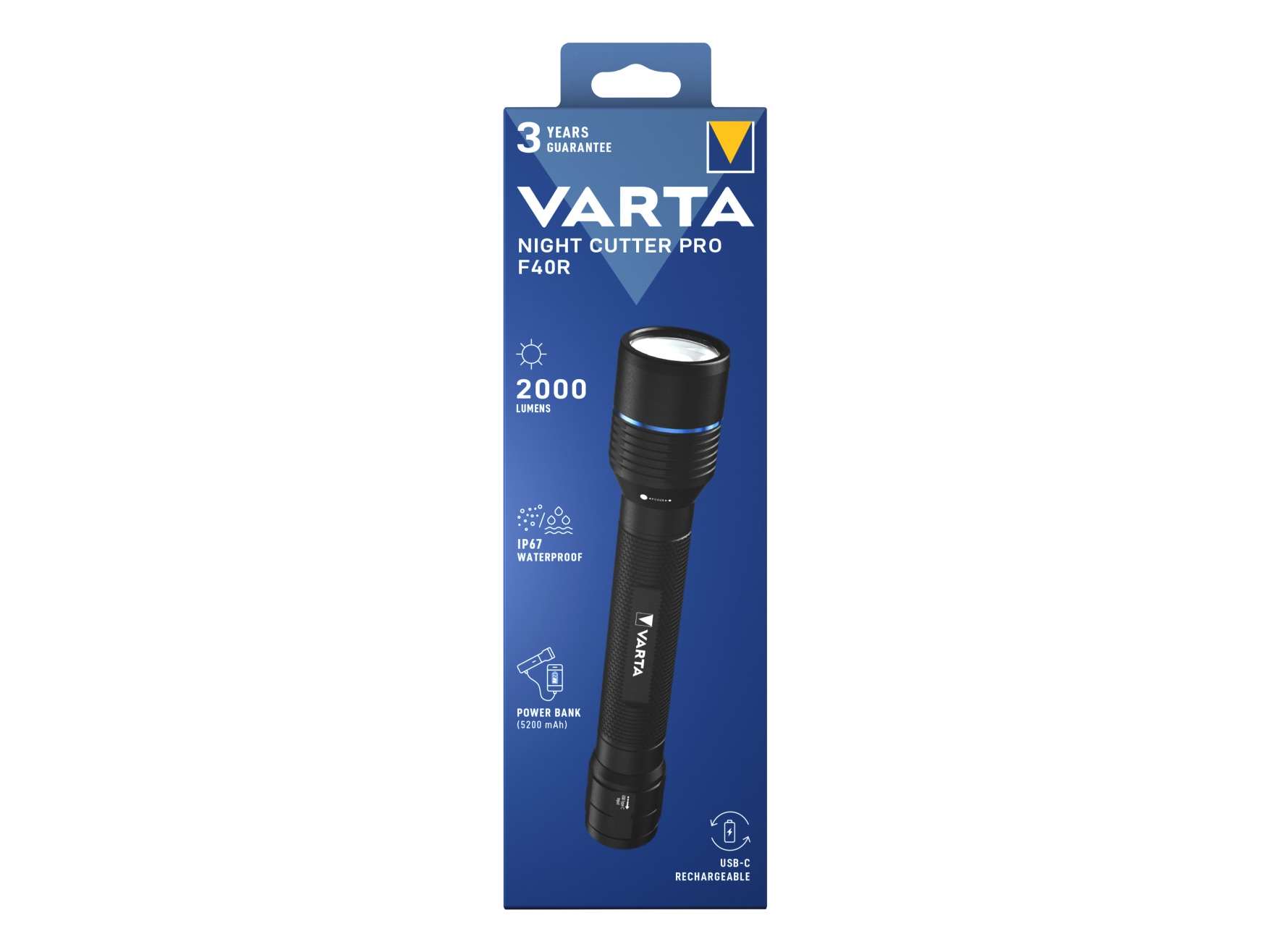 Varta Night Cutter Pro F40R, Ficklampa, Svart, ABS synthetics, Gjuten aluminium, Polykarbonat, Silikon, IP67, LED, 1 lamp(or) | Bilvård & Biltillbehör - Garage utrustning - Inspektionsljus | GameStuff