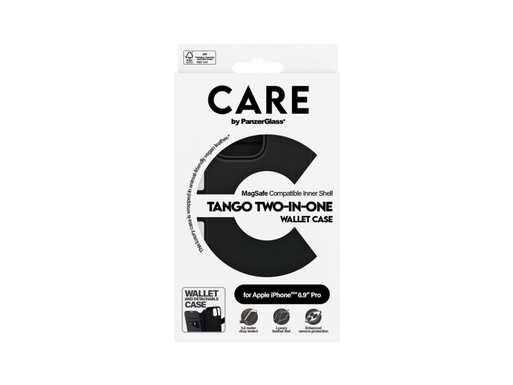 Panzerglass Care By Tango 2-In-1 Wallet Case M. Magsafe Iphone 16 Pro Max, Cover, Apple, Apple - Iphone 16 Pro Max, Schwarz