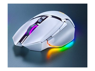 Razer Basilisk V3 Pro - Mus - Ergonomisk - Højrehåndet - Optisk - 11 Knapper - Kablet, Trådløs - Bluetooth, 2.4 Ghz - Trådløs Modtager (Usb) - Hvid