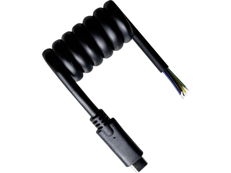 Bkl Electronic Usb-C Kabel Åbne Kabelender, Usb-C Stik 50 Cm Sort Spiralkabel 10080174