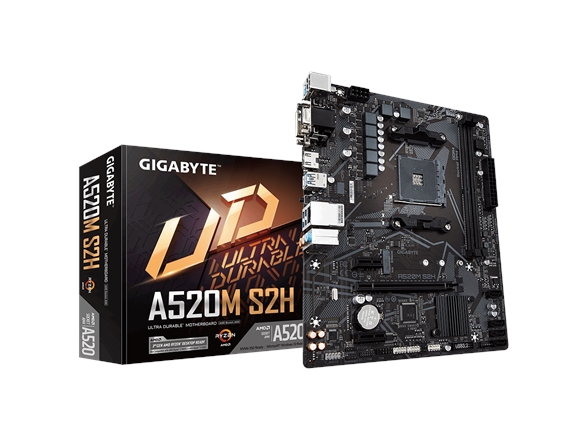 Gigabyte A520m S2h, Amd, Stik Am4, Amd Ryzen 3000 Series, Stik Am4, 64 Gb, Ddr4-Sdram