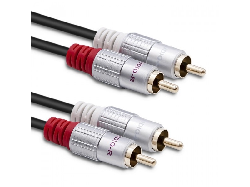 Qoltec 52337, 2 x RCA, Hanstik, 2 x RCA, Hanstik, 2 m, Svart | TV, Ljud & Bild - Musikstudio - Kablar & Kontakter | GameStuff
