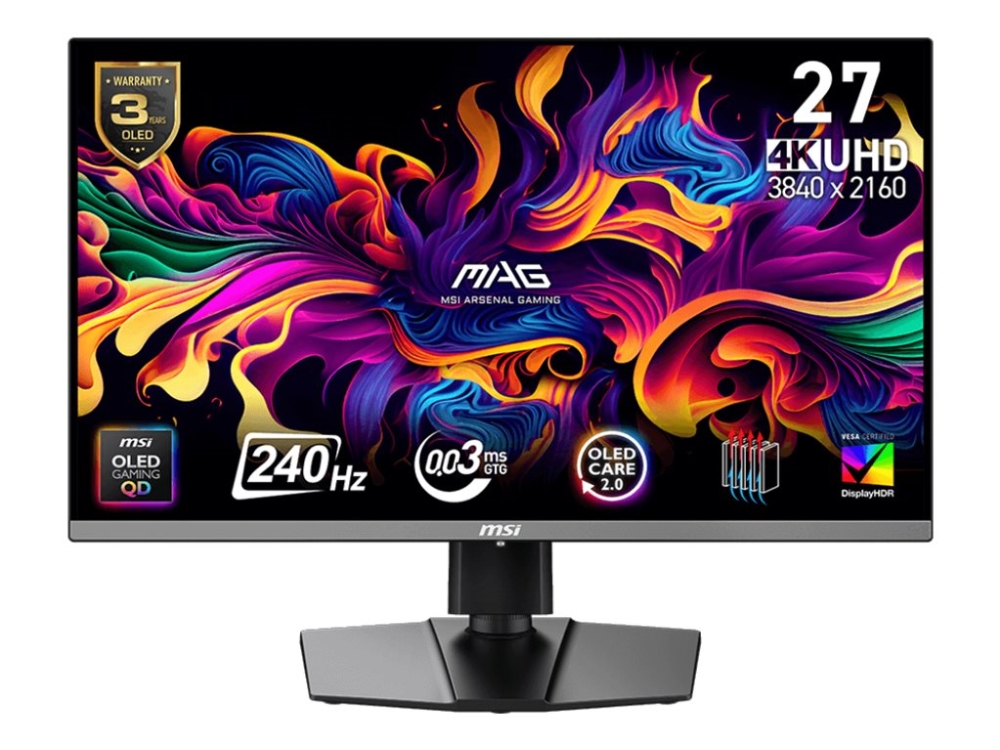 Msi Mag 272Up Qd-Oled X24 - Oled-Monitor - Gaming - 27" (26.5" Til At Se) - 3840 X 2160 Uhd @ 240 Hz - 1000 Cd/M² - 1500000:1 - Displayhdr 400 True B