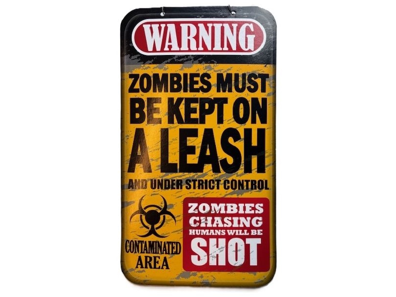Zombie Warning Skilt, 40 Cm
