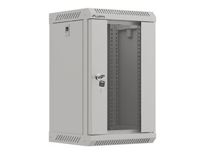 Lanberg WF11 Series - Rack kabinet - 300 x 300, med glasdør, flad pakke - vægmonterbar - grå, RAL 7035 - 9U - 10