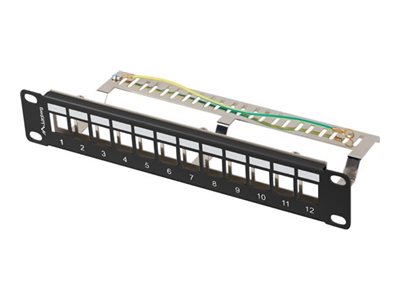 Lanberg - Patchpanel (Blank) - 12 Porte, Ftp - Sort, Ral 9004 - 1U - 10"